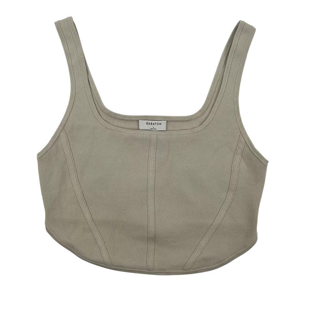 Aritzia Babaton Beige Sculpt Knit Bustier Top Size Large